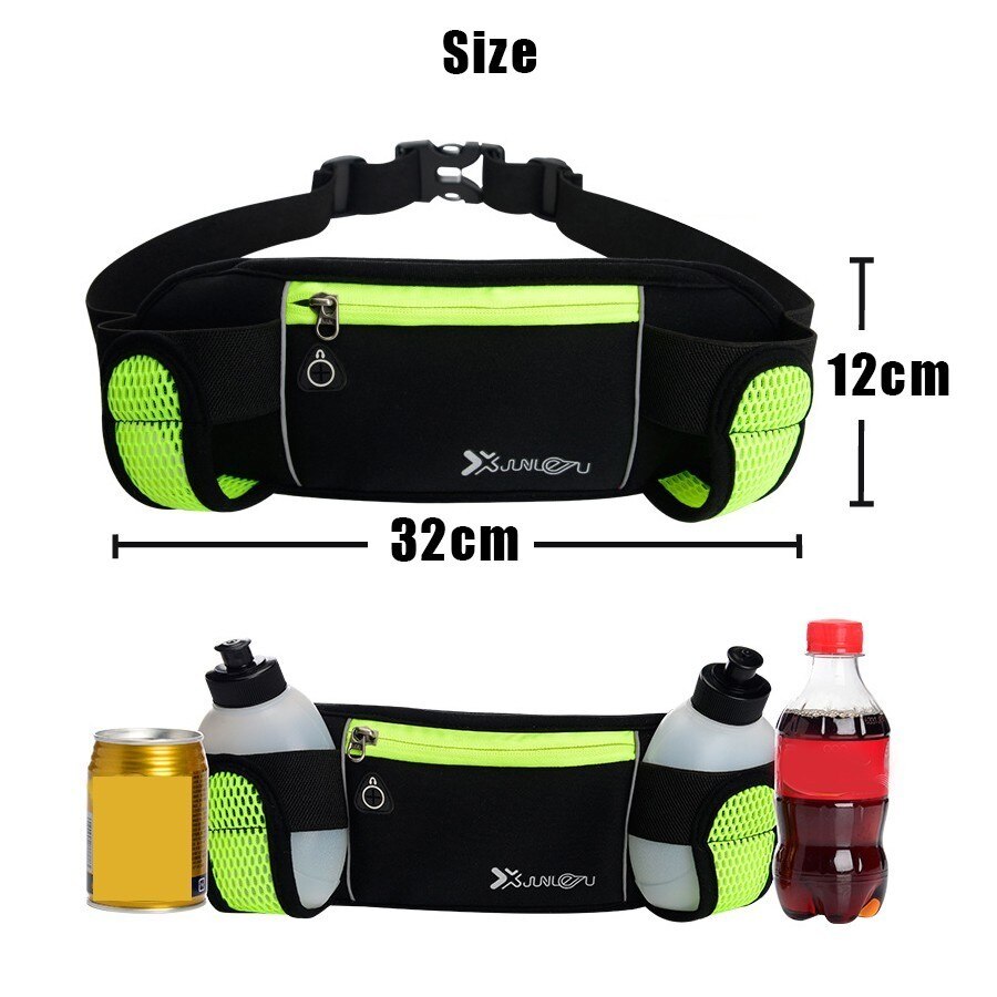 Riñoneras ligeras para hombre y mujer, deportivas, para correr, para exteriores, Neopreno, cinturón de hidratación, riñonera, soporte para teléfono deportivo con 2 botellas