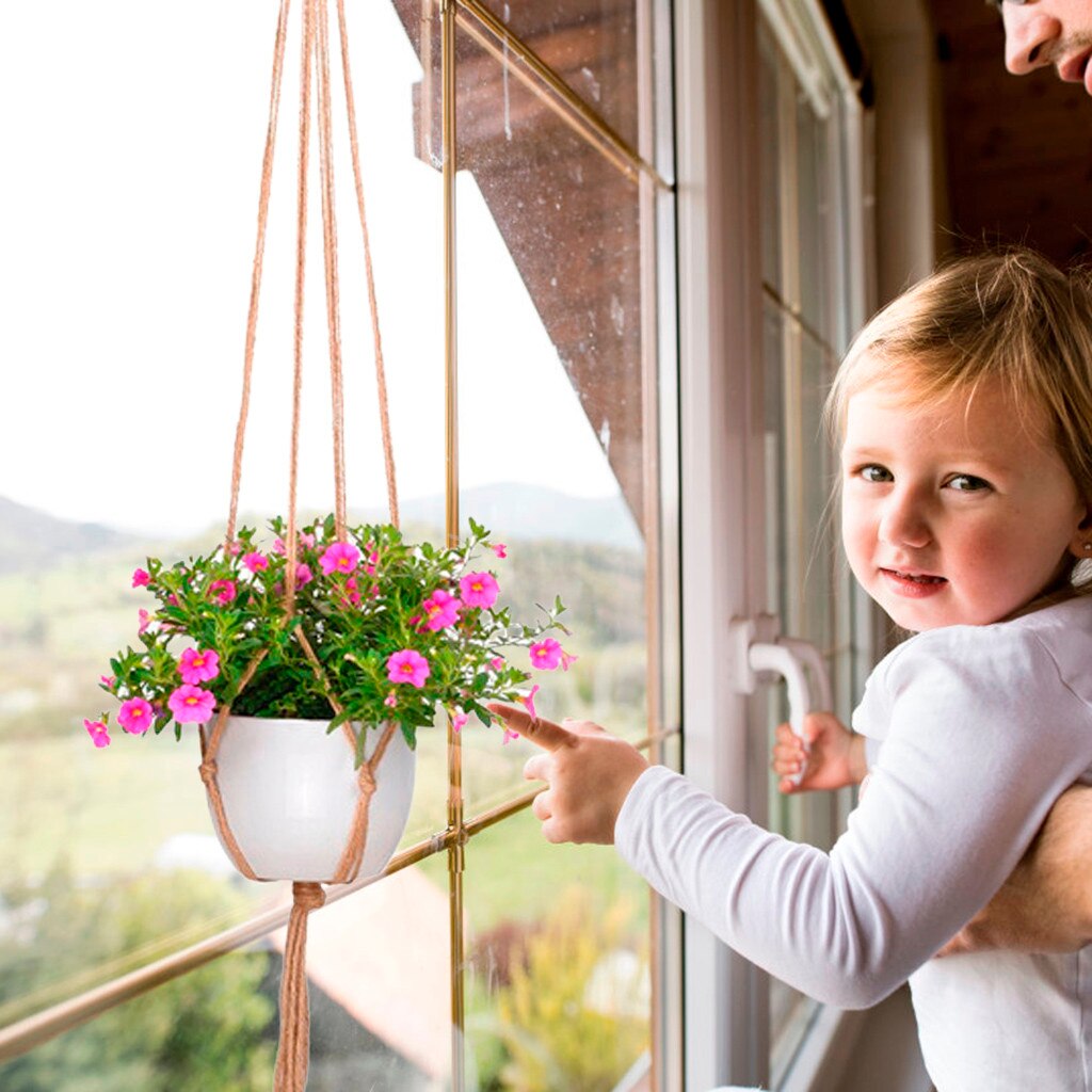 #h30 hängande korgar blomkruka växthållare kruka makrame växthängare hängande kruka korg jute rep flätad hantverksdekor
