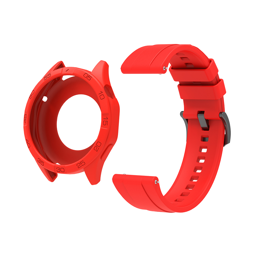 Silikonerem til huawei watch  gt4 gt5 46mm udskiftningsurrem + beskyttende etui: Børstet skifer