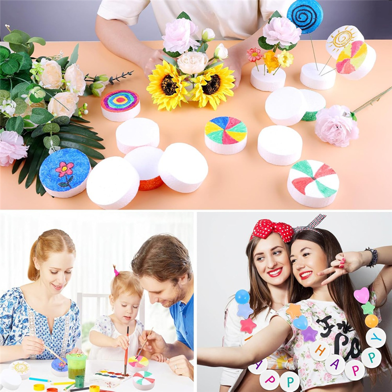 Y51A-3 Inch Foam Circles For Crafts, 24 Pack 1 Inch Thick Polystyrene Round Foam Discs For DIY Projects, Cakes, Decorations