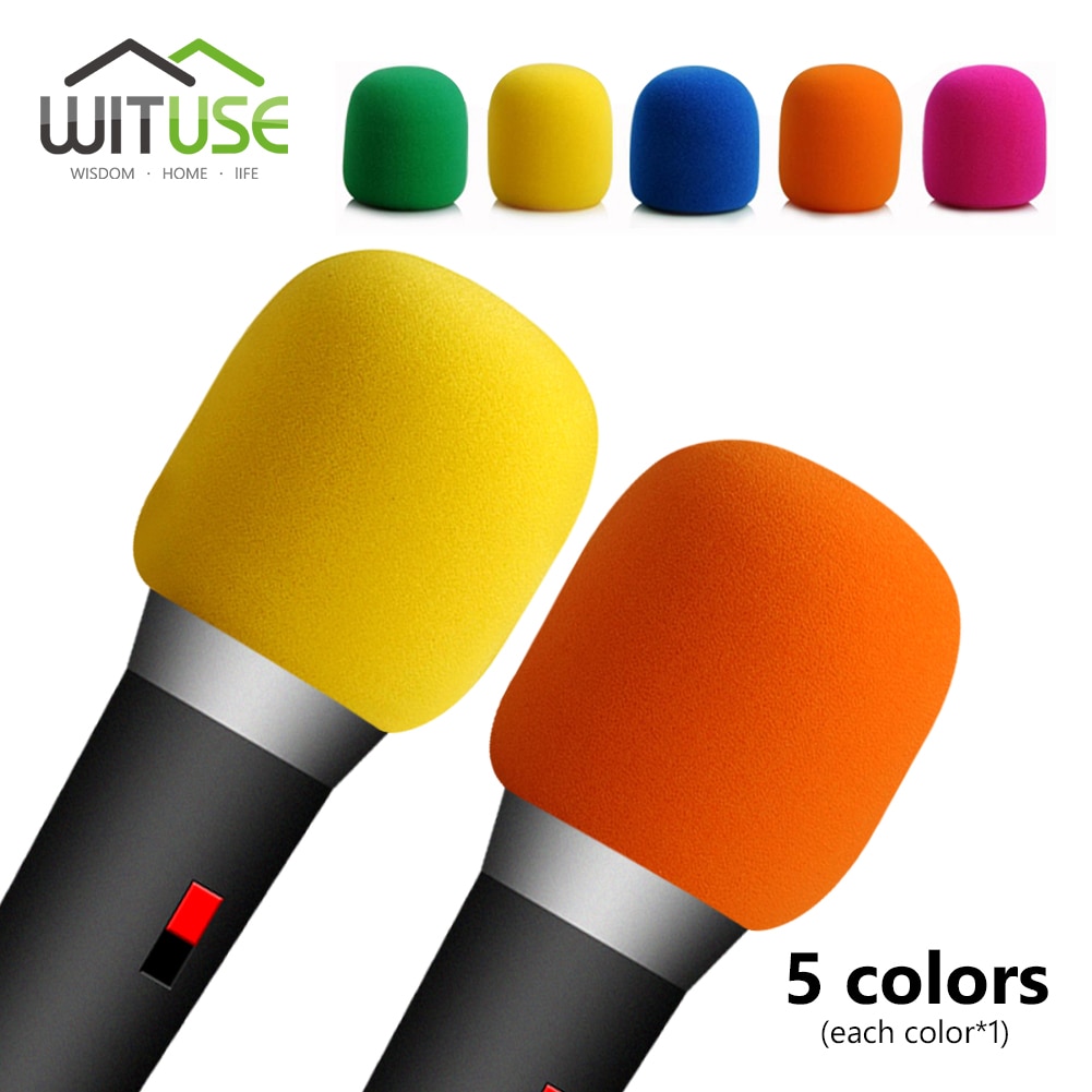 5 stk flerfarvet håndholdt scene kugleformet mikrofon forrude skum mikrofon cover karaoke dj