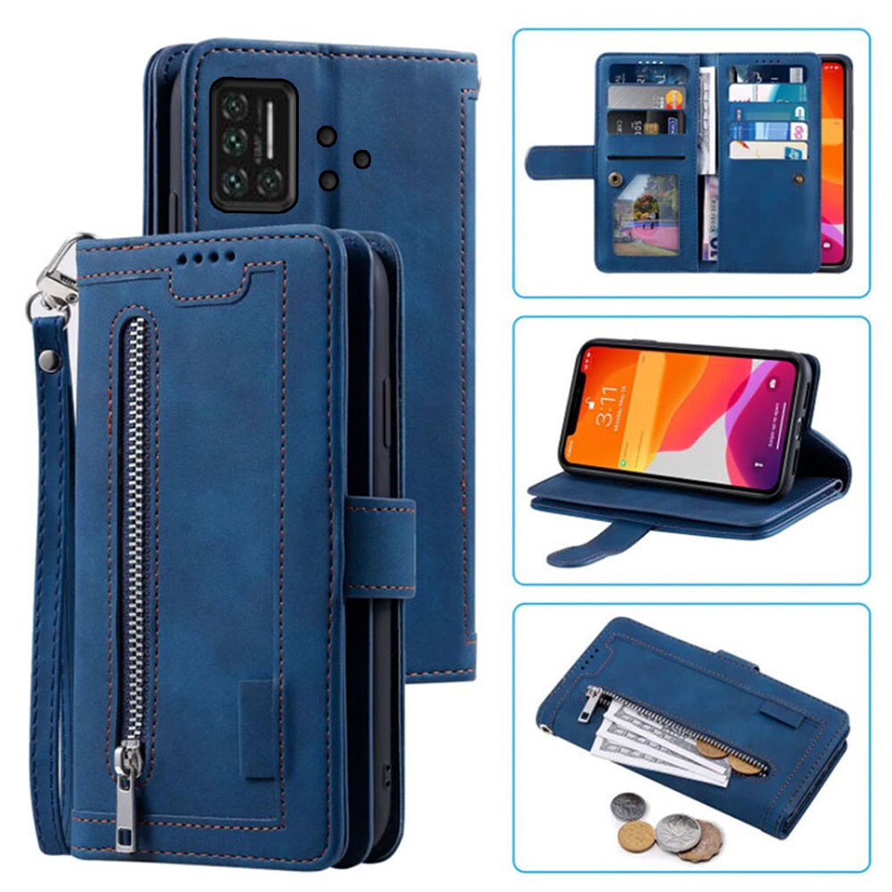 9 Kaarten Wallet Case Voor Umidigi Bison Case Card Slot Rits Flip Folio Met Polsband Carnaval Voor Umidigi Bison cover