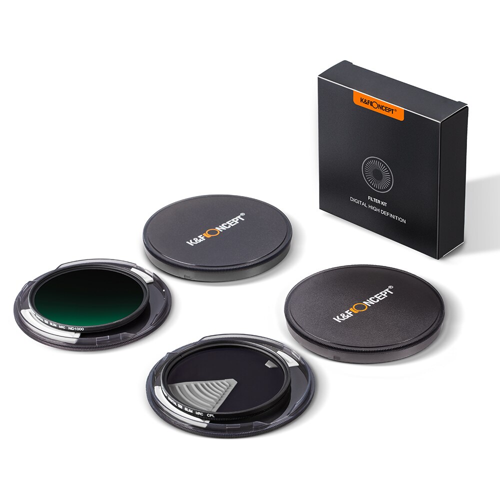 K & F Concept-Polarizador Circular Kit de filtros para lentes ND1000 y CPL con capa múltiple Nano recubierto 49mm 52mm 58mm 62mm 67mm 77mm, 2 uds.: 37mm