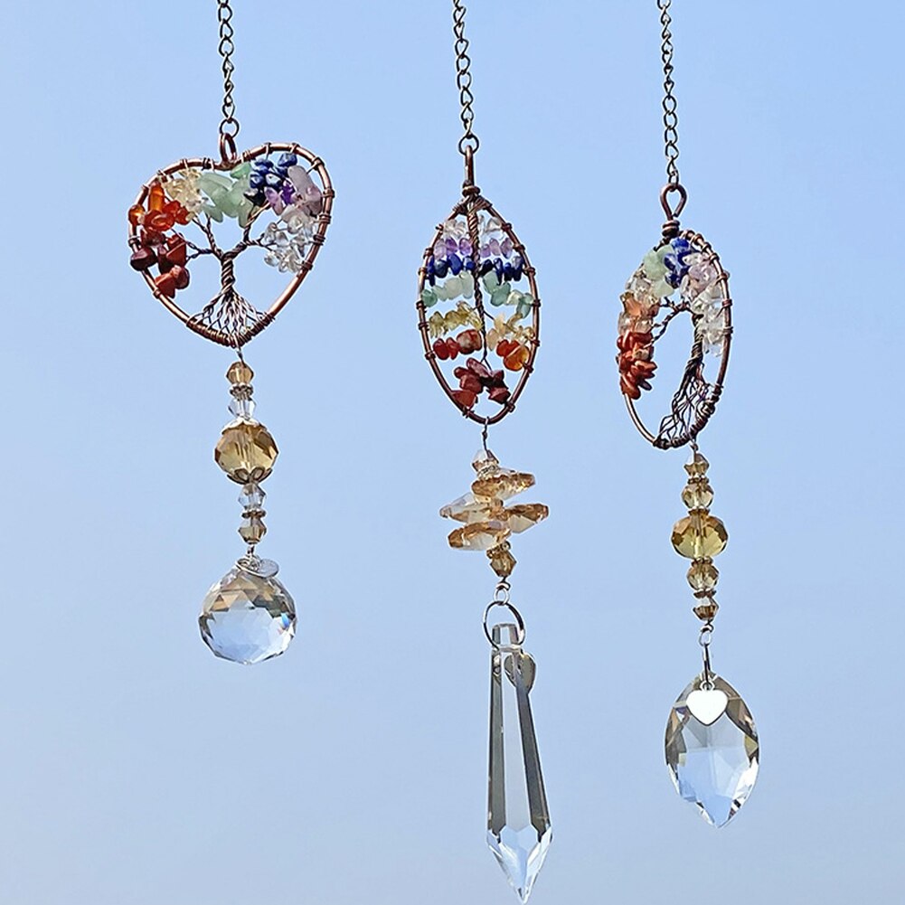 Krystall solfanger prismer vindusdekorasjon solfanger hengende regnbue maker glass prismer anheng diy lysekrone ornamenter: 3 stk