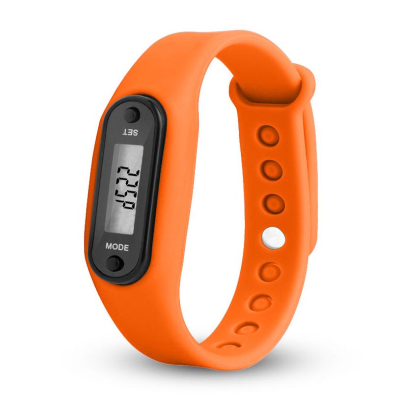 Unisex LCD Run Step Watch Bracelet Pedometer Calorie Counter Digital Measuring Walking Distance Life waterproof Watches: Orange