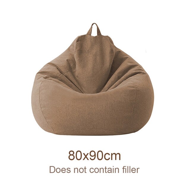 Blød stor stue legerum nordisk stil voksne børn uden fyldstof sækkestolbetræk bomuld linned soveværelse hjemme doven liggestol: Brun 80 x 90cm