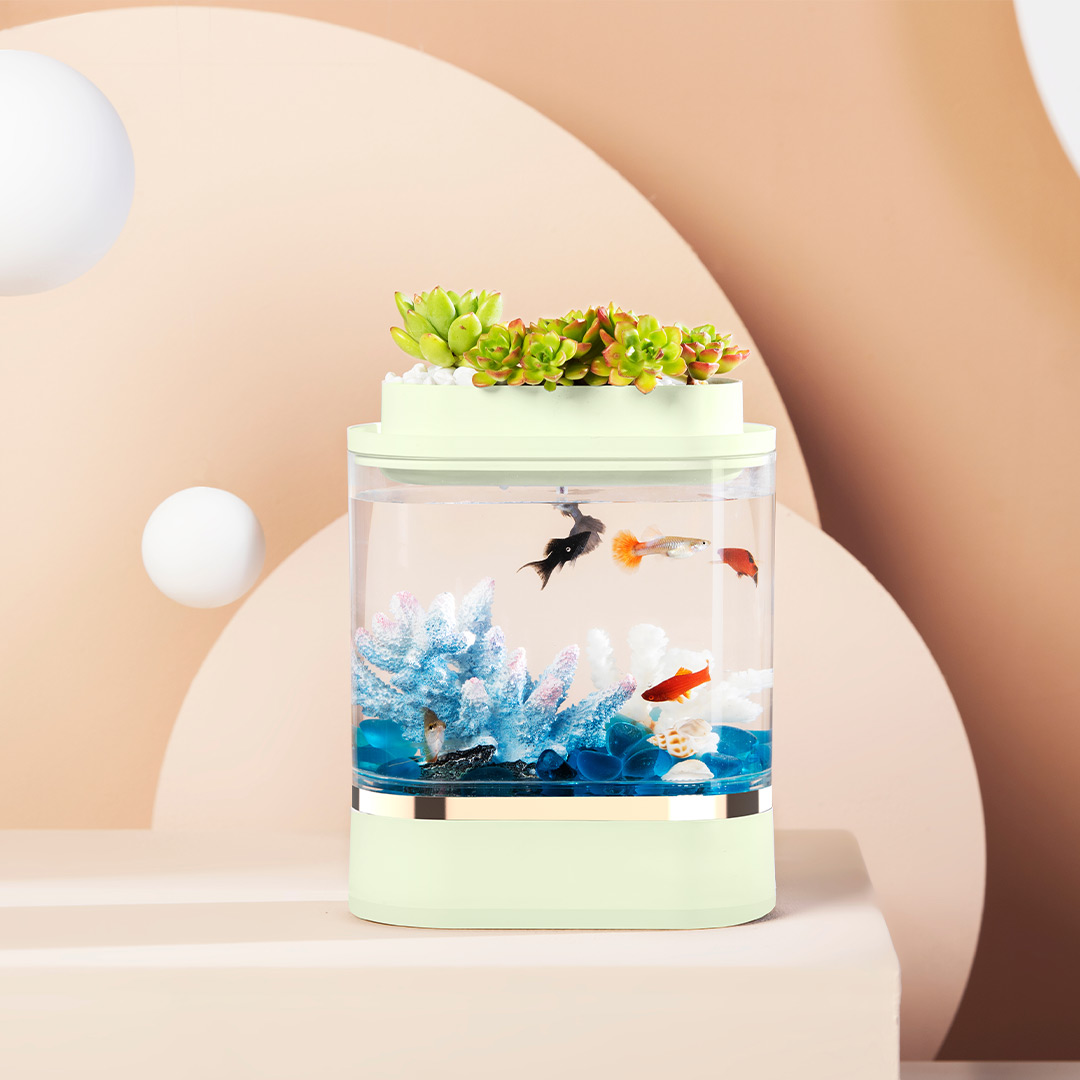 Xiaomi-Mini pecera perezosa PRO, varios LED deslumbrantes, bajo ruido, filtro doble, partible, carga USB, acuario para casa y oficina