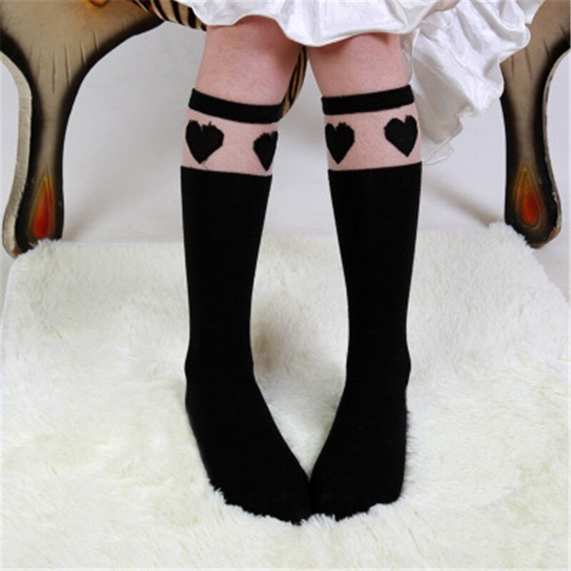 Piger knæhøje sokker børn bomuld blonder stribe splejsning åndbare komfortable børn mellemrør sokker: Type 7