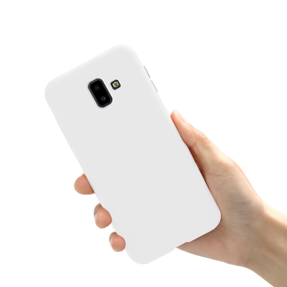Etui na telefon do Samsung Galaxy J6 2018 okładka cukierki kolor dla Fundas Samsung J6 2018 J600F J6Plus J6 + J 6 Plus 2018 Case miękkie Capa: J6 Plus 2018 / White