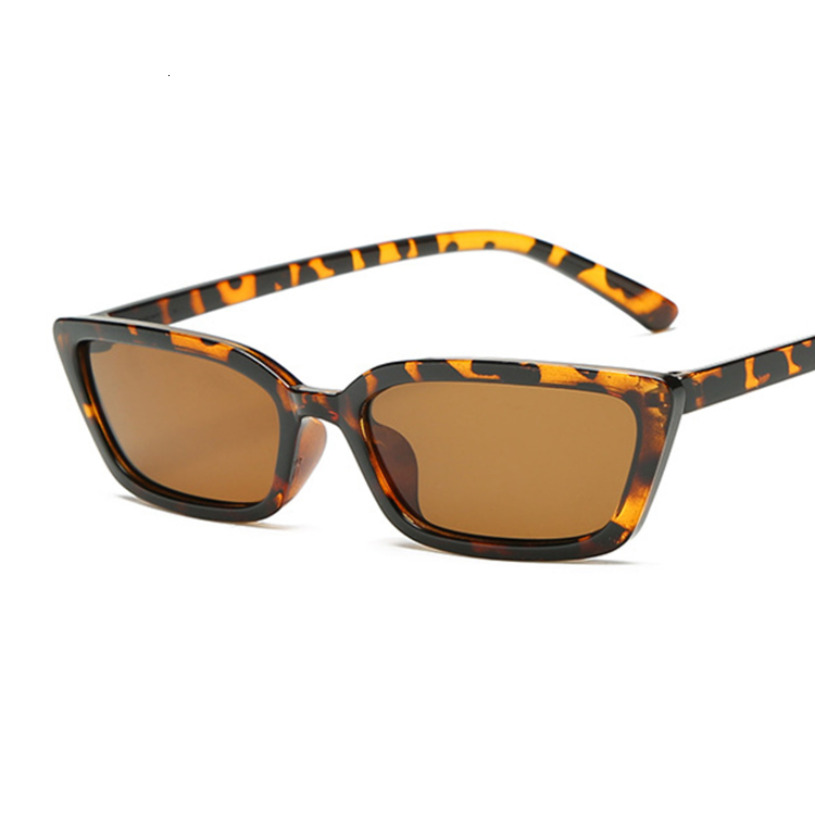 Gafas de sol cuadradas de de de lujo de de gafas triangulares estrechas pequeñas gafas de sol Vintage para mujer: Leopard Brown