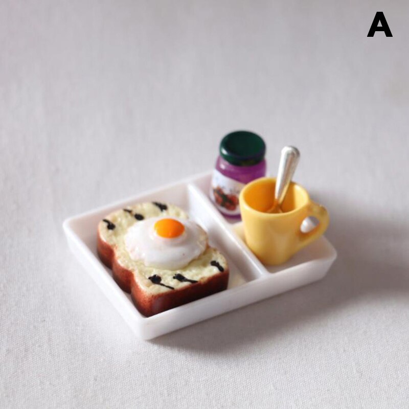 5 Stks/set Poppenhuis Brood Jam Diner Plaat Kop Lepel Voor Keuken Accessoreis Poppenhuis Play Keuken Accessoreis: A