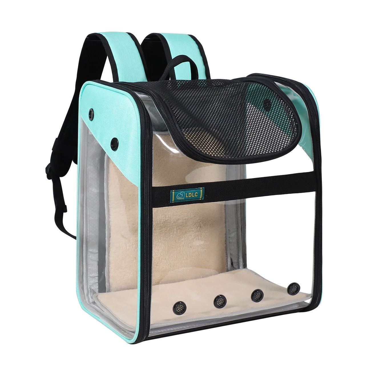 Mochila portátil de para mascotas, bolsa de transporte para gatos y perros, tela Oxford de viaje, transpirable y escalable: Verde claro