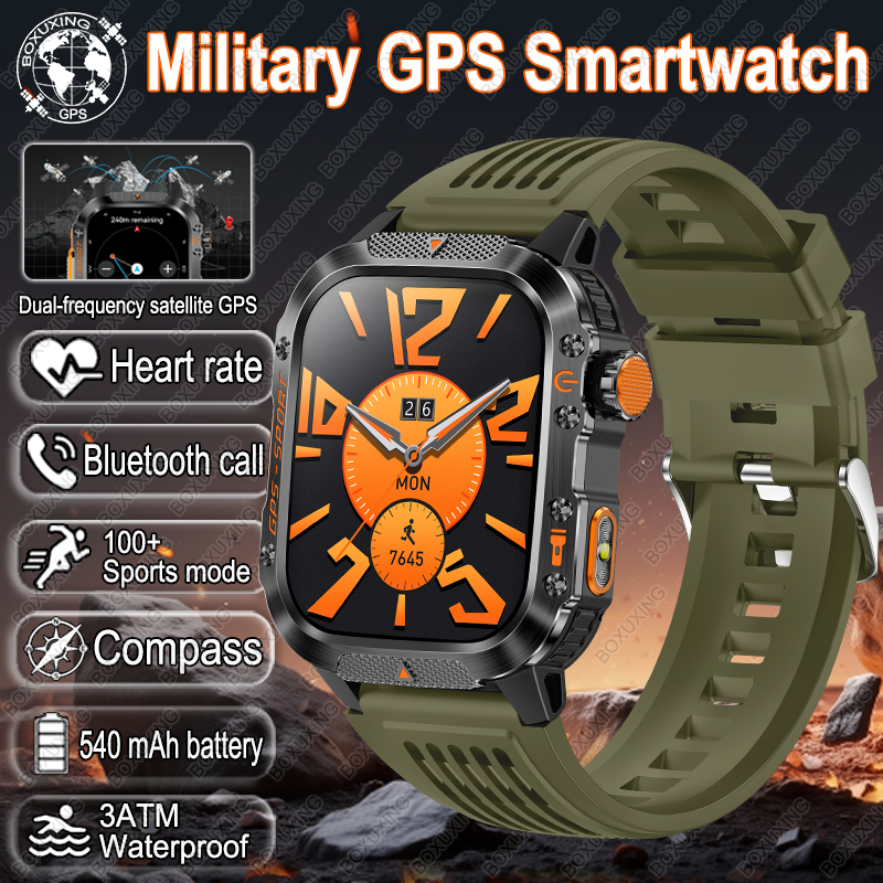 Para xiaomi militar esportes ao ar livre gps relógio inteligente men3atm à prova dwaterproof água bússola embutido gps freqüência cardíaca bluetooth chamada smartwatch: CINZA
