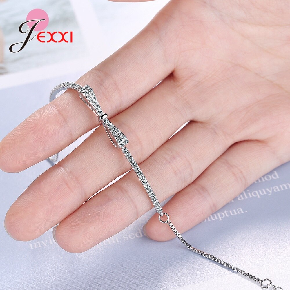 925 Sterling Silber Bogen knoten Klar kubisch Zirkon Armreifen Armbänder für Frauen Mädchen Sterling Silber Schmuck