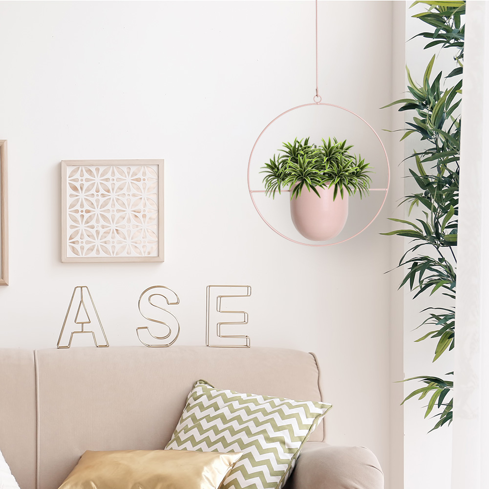 Nordic Hanging Metal Iron Plant Flower Pots Holder Garden Balcony Succulent Wall Mount Hanger Swinging Basket Bedroom Decoration