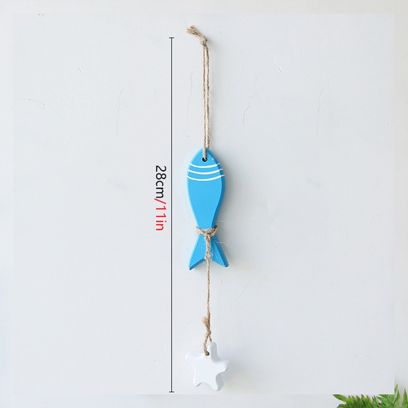 Nautical Beach Wooden Fish Starfish Home Wall Decor Mediterranean Bathroom Wall Decorative Hanging Ornament