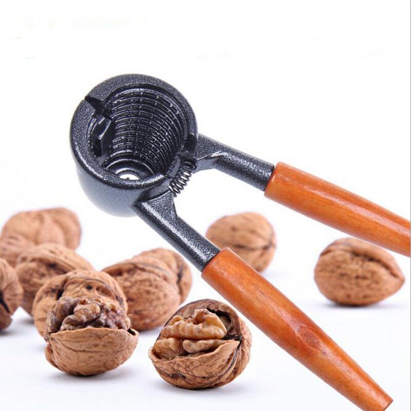 Metal Manual clip walnut nuts safe convenient Wooden Handle Walnut Cracker Nutcracker Sheller Nut Opener Kitchen Tool Plier