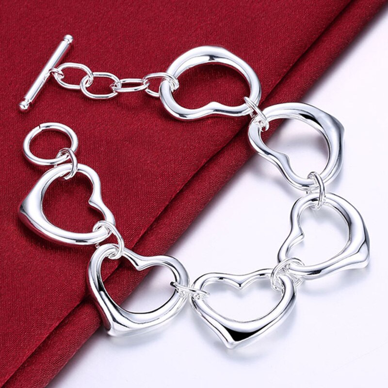 925 Silver Jewelry Sets Love Heart Romantic Necklace Earrings Bracelet Jewelry Sets For Women Wedding Bridal