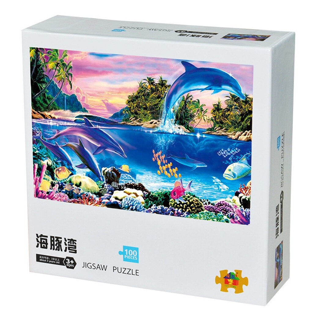 100 pieces Dolphin Bay themed puzzles for adults and children, best for kid, beautiful Christmas pattern puzzle