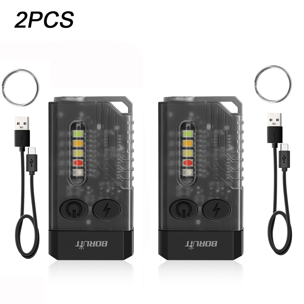 BORUiT V10 EDC Keychain Flashlight Portable Mini Torch Type-C Rechargeable Work Light With Magnet UV Beep Camping Pocket Lantern: green