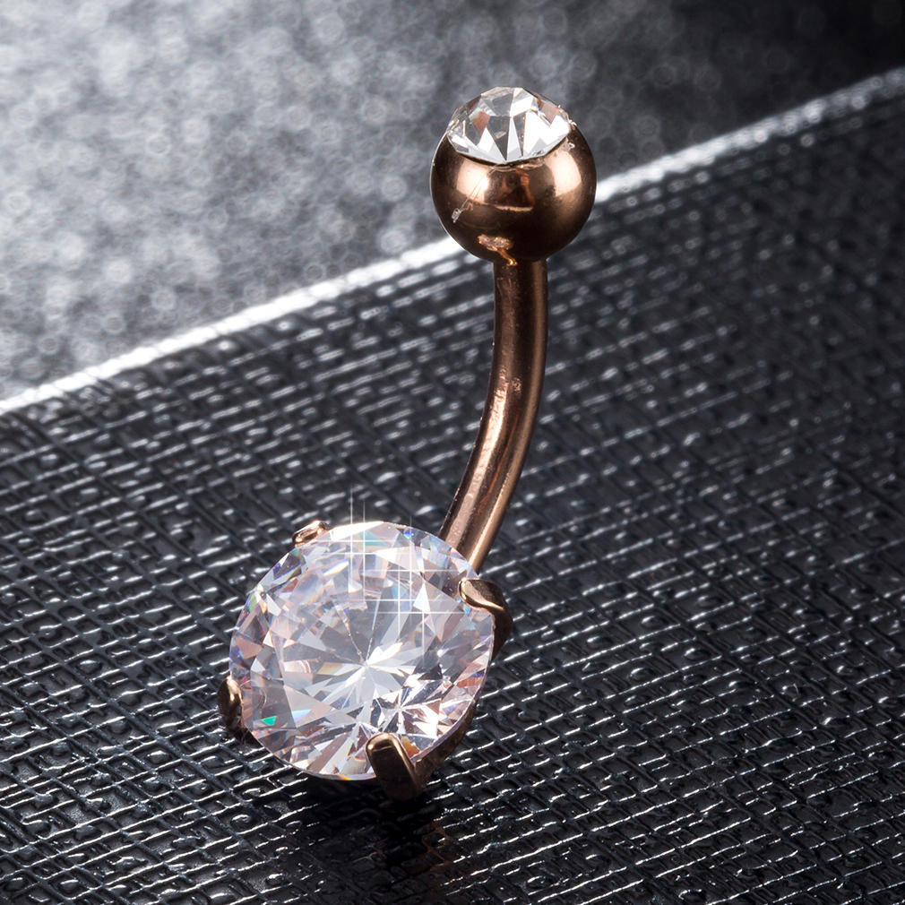 MJARTORIA Sexy Vrouwen Goud Kleur Navel Piercing Navel Lichaam Sieraden Crystal Zircon Steentjes Ronde Body Ring Sieraden