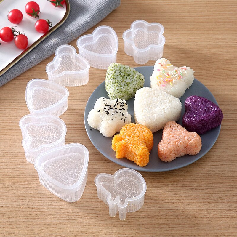 Set DIY Sushi Mold Onigiri Rice Ball Food Press Form Sushi Mold Onigiri Rice Ball Bento Press Maker Mold Tool japanese stuff: 7pc