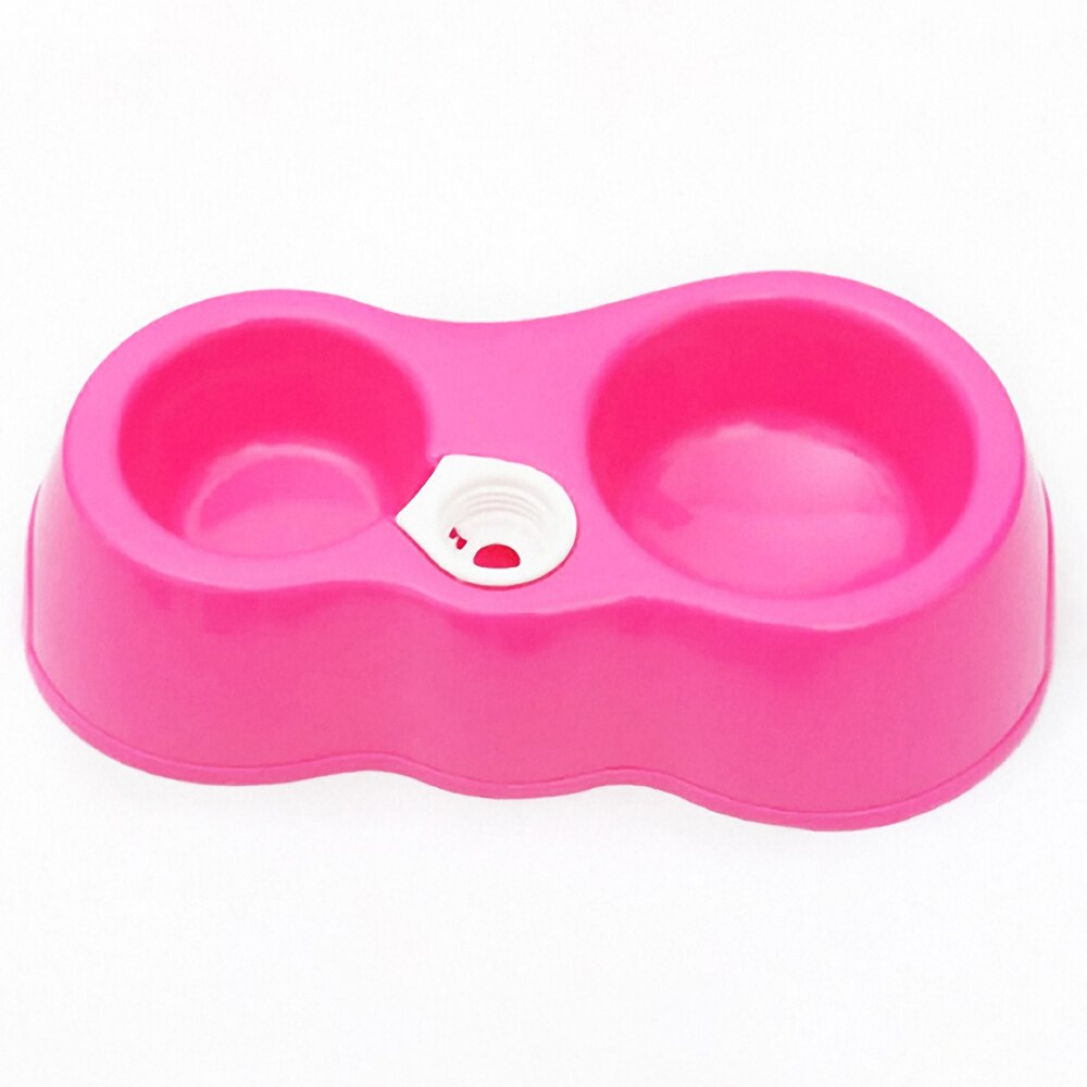 Automatische voerbak voor honden, dubbele voerbak van kunststof, voerbak voor honden, puppy's, katten, waterdispenser, voerbakjes: Rozenrood