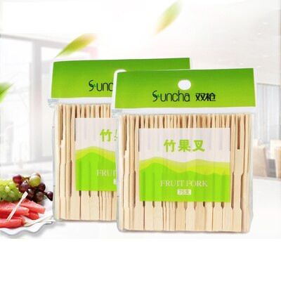 1000PCs Disposable Wood Fork 9cm Eco-friendly Bamboo Forks for Fruit Buffet Restaurant Bar Cafe Market Parties Barbecue BBQ: 2Bags 150PCs