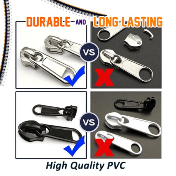 6/12Pcs Universal Fix Zipper Repair Kit Replacement Zip Slider Zippers Puller E2S