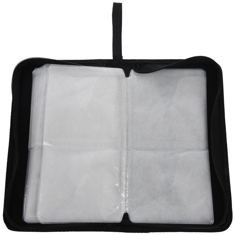 80-Discs Portable Leather Storage Bag Zippered Storage Case for CD DVD Hard Disk Album - Brown