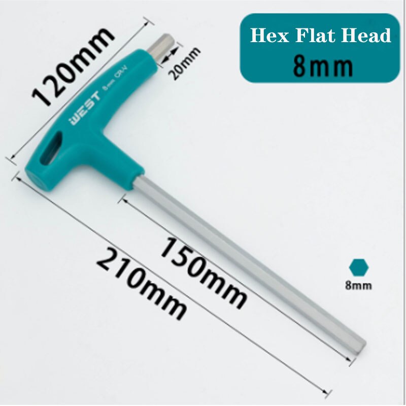 T-Handle Spanner Allen Key Hex Wrench Cr-v Alloy Flat Head Hexagon Universal Screwdriver Hand tool Universal Quick Snap Adapter: 8mm-1PCS