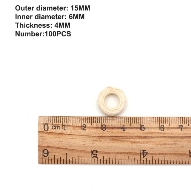 15-100mm Unfinished Wooden Rings for Crafts Natural Wood Rings DIY Wood Hoops Ornaments Connectors Jewelry Making Ring Pendant: 15mm 100pcs
