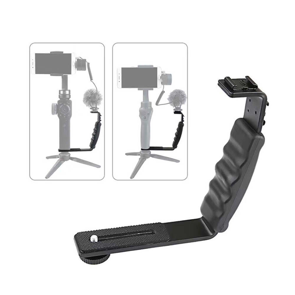 Camera stabilizer Handheld L-shaped Gimbal Expansion Bracket Holder with 2 Shoe Mounts for Microphone Video Light Gimbal