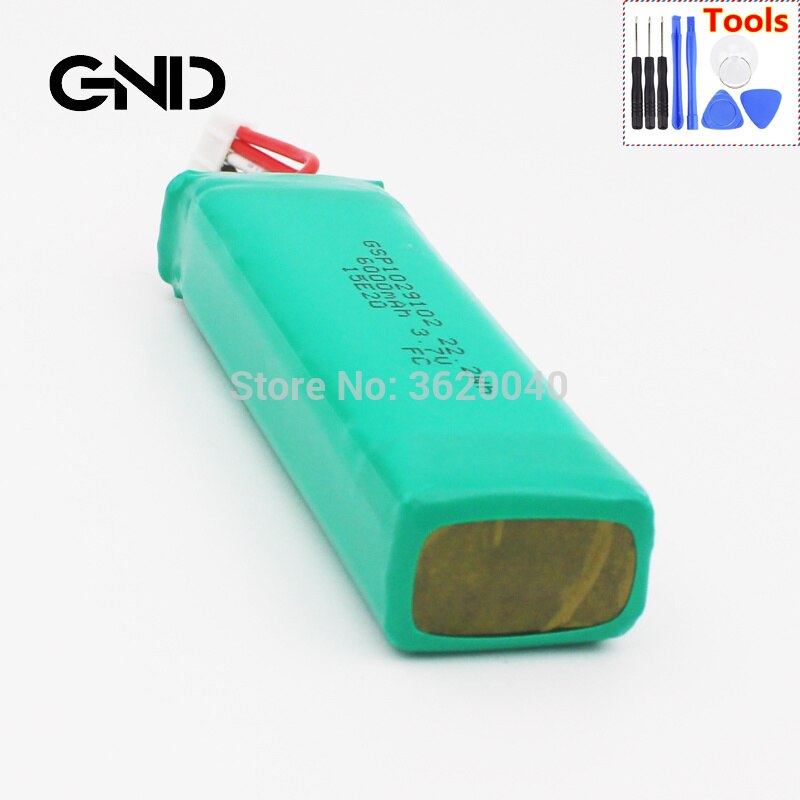 GND 6000 mAh Carica Della Batteria GSP1029102R per JBL 2 più, Carica 2 +, carica 3 2015, controllare il luogo di 2 rosso e 2 filo nero