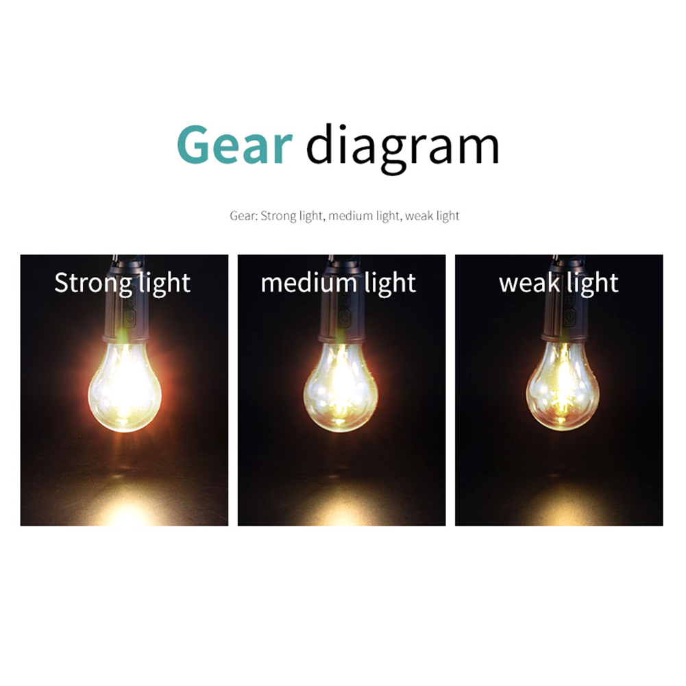 Bombillas de lámpara LED para acampada, linterna portátil de 600mAh con gancho, recargable por USB, lámpara colgante para tienda de campaña, luz de trabajo de emergencia, 1/2 uds.