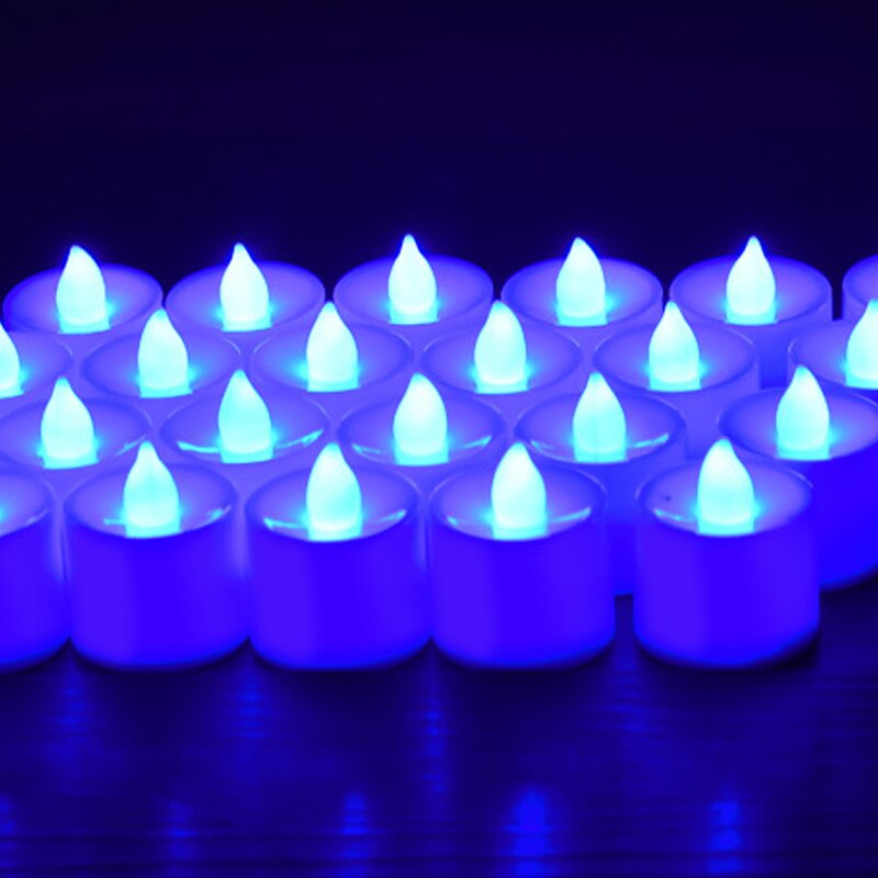 12 Pièces Coloré LED À Piles Bougies chauffe-plat Sans Flamme Mariage Décor Accessoires bougie D'anniversaire électronique Décoration: blue light