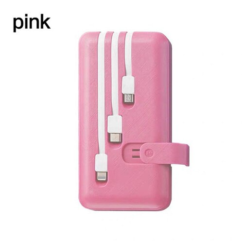 50000- mah-powerbank für schnelles aufladen, -in 4 integrierte ladekabel mit handyhalterung, tragbarer externer akku: Rosa