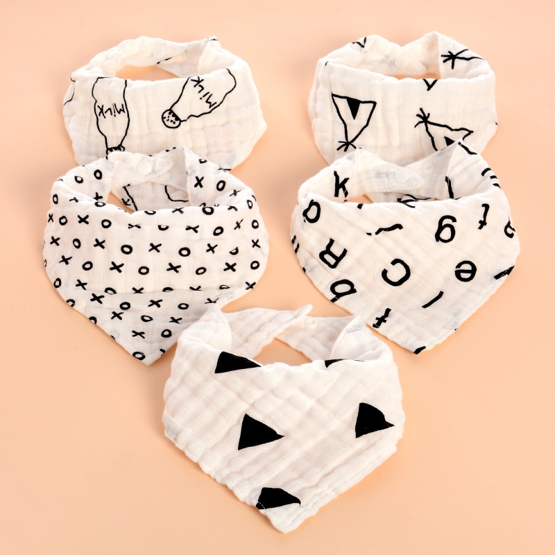 Weichen Baumwollmusselin Baby Lätzchen Karikaturdruck Baby Mädchen Jungen Schal Speichel Handtuch Baby Fütterung Schürze Babador Bandana Spucktücher
