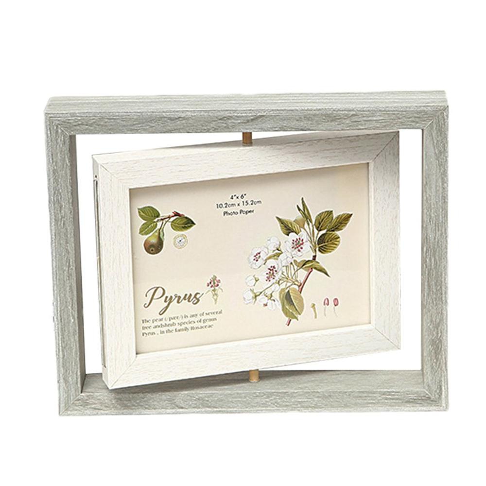 6/7Inch Double-Sided Rotatable Photo Frame Personality Simple Desk Mirror Frame Picture Frame Desktop Decoration