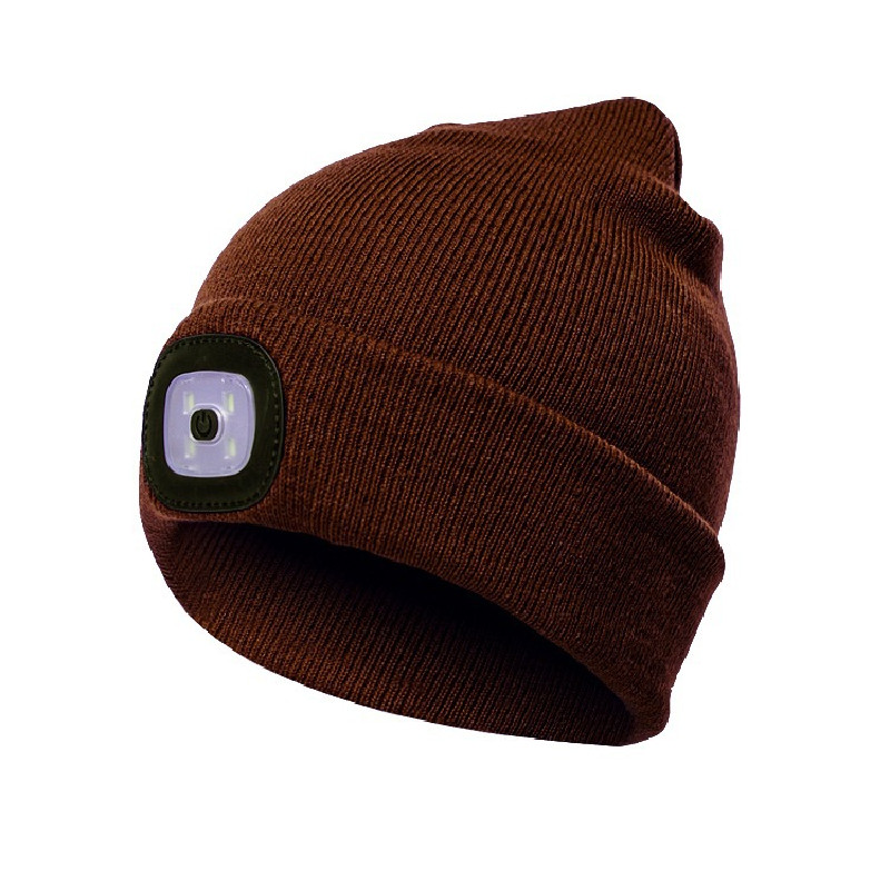 Gorros para hombre, gorro de punto liso con iluminación LED, boinas estilo Hip-Hop, gorros de lana cálidos portátiles para mujer,
