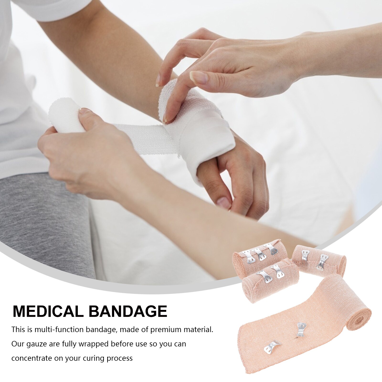 4 Rolls of Sports Sprain Bandages Leg Protective Elastic Band Wound Dressing Bandage