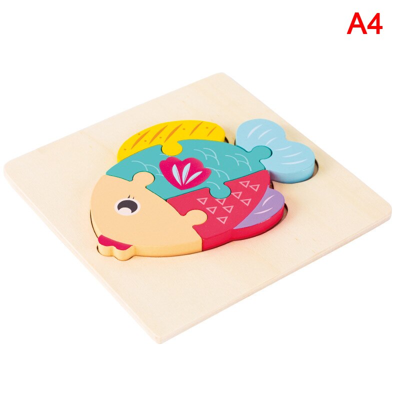 Baby 3D Wooden Puzzle Educational Toys Kids Cartoon Animal Intelligence Puzzles: A4