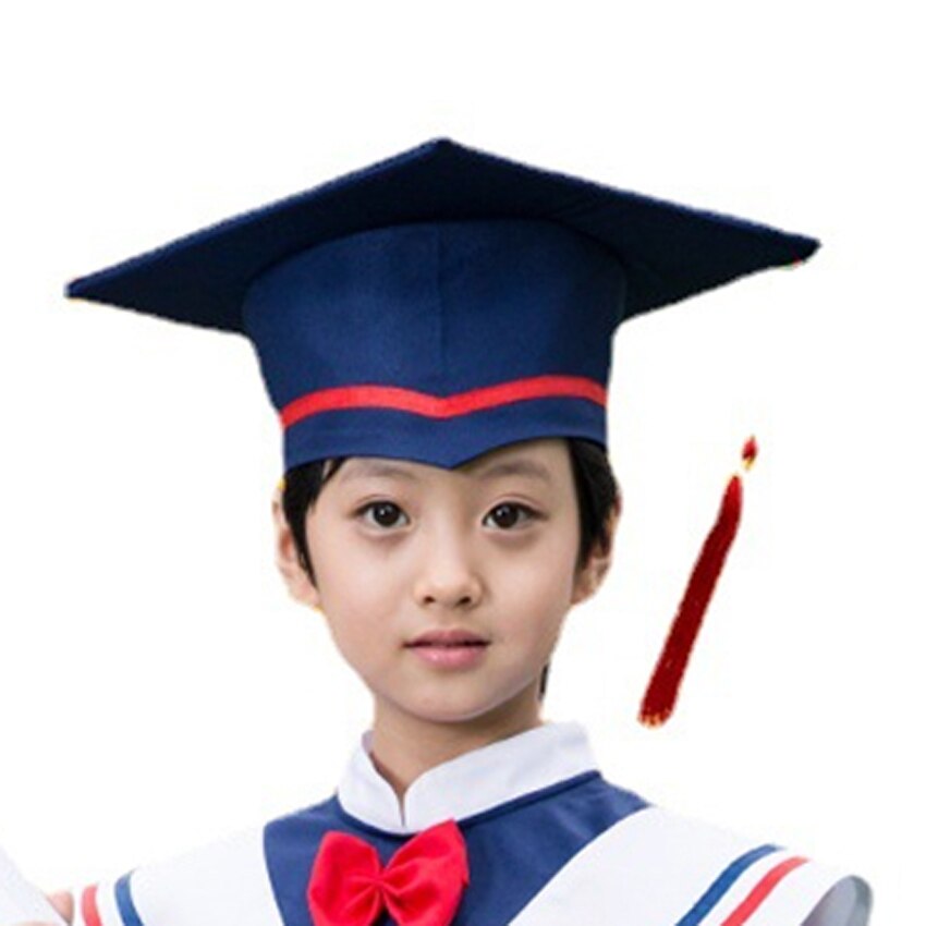 School Children Graduation Bachelor Uniform Boys Girls Kindergarten Finish Education Baby Bachelor Cap Set Loose Tie: Hat / 120CM