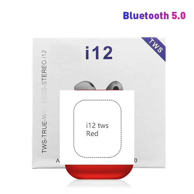 Tutew Stereo Senza Fili Auricolari i12 TWS Auricolare Bluetooth Mini Cuffie Senza Fili di Tocco Auricolare fone de ouvido PK i7s i9s i11: Rosso