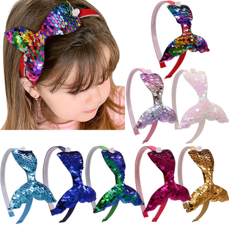 coiffure réversible paillettes bandeaux pour filles arc-en-ciel sirène perles bandes de cheveux corée cheveux accessoires