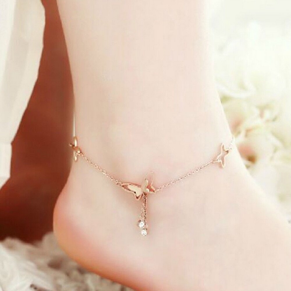 Butterfly Anklet Pendant Tassel Foot Chain Jewelry For Women Summer Yoga Beach Leg Bracelet Handmade Anklet Jewelry