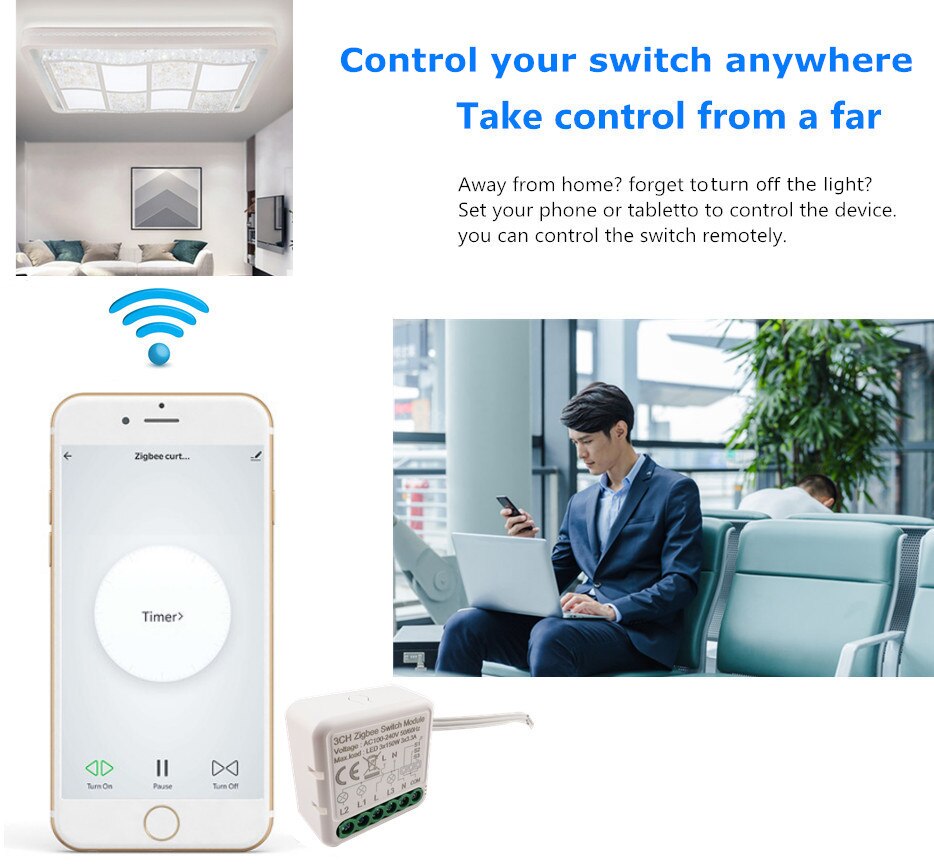 Tuya Zigbee Smart Switch Module 4 Gang/Way Lichtschakelaar Module Relais 110V-240V Draadloze Compatibel alexa Google Thuis