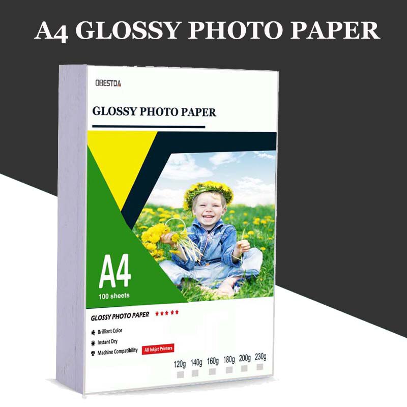 A4 100 Sheets Photo Paper Glossy Printer Photographic Paper High-gloss Paper For Inkjet Printer Office