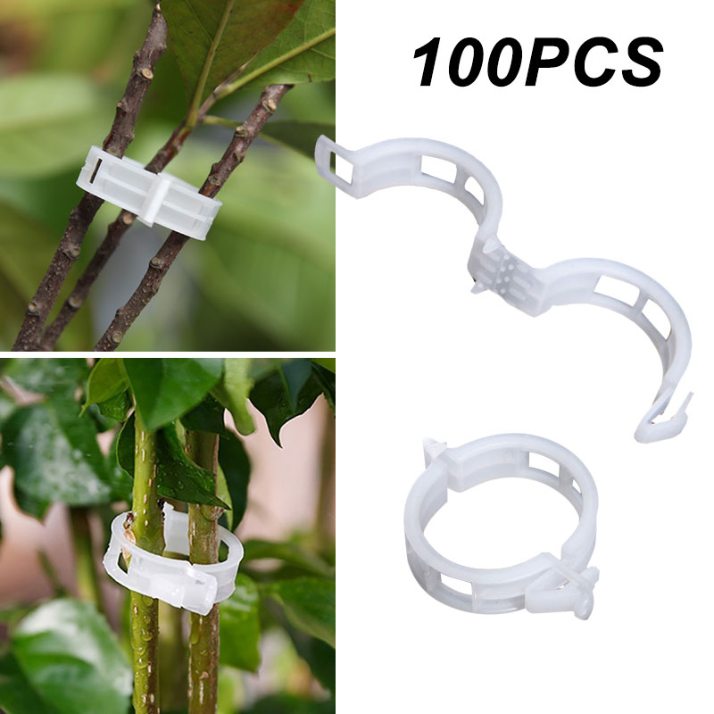 100pcs/set Flexibility Vegetable Melon Plant Clip Plastic Tomato Holder Applicator Tie Folder Not Hurting Seedlings