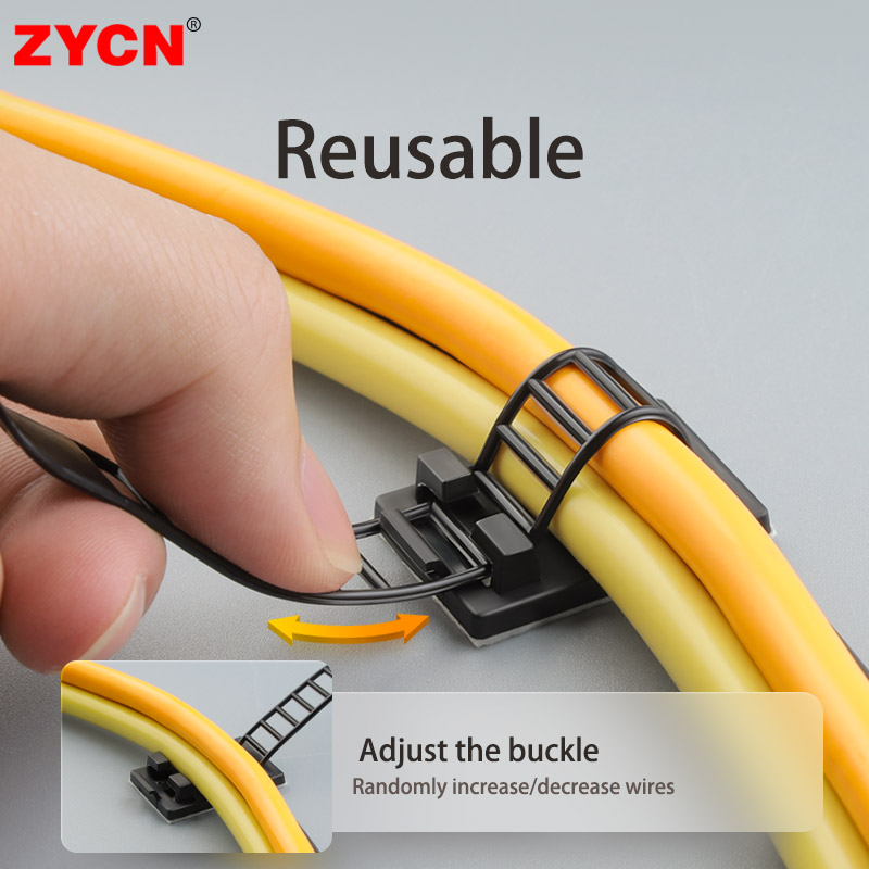 20/100PCS Cable Tie Mount Adjustable Clips Self Adhesive Strap Fix Holder Plastic Network Wire Power Cord Car Organizer Clamp
